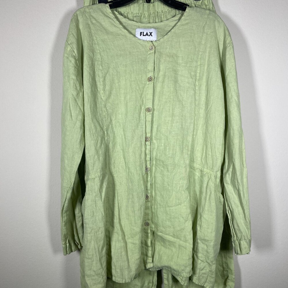 Flax Light Green Linen Button-Down Shirt